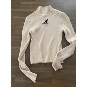 Kangol X H&M Beige Mock Turtle Neck Long Sleeved Shirt Size Small